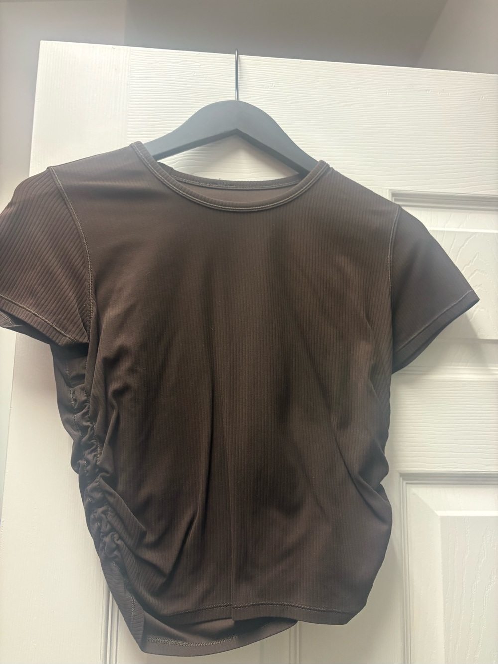 lululemon athletica Brown Ribbed Short Sleeve Tee with Side Ruching
